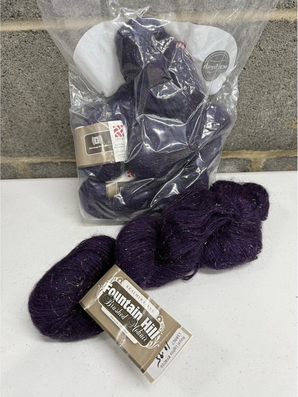 Kraemer Yarns Fountain Hill Brushed Mohair Shade Royal Lights 3 Skein Lot